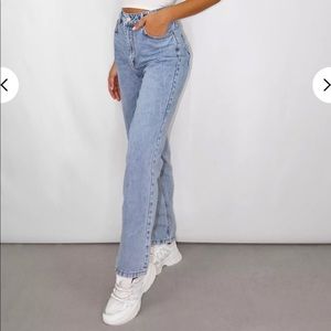 Blue mid rise dad jeans